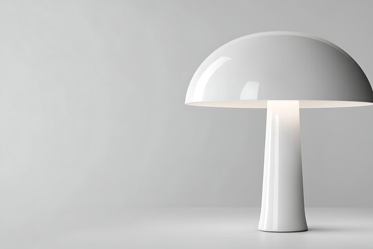 Modern white mushroom lamp on plain background