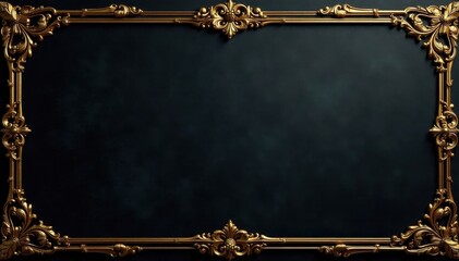 Ornate gold filigree, deep black matte surface, decoration, decor