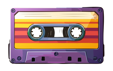 Naklejka premium Retro Cassette Tape on Transparent Background
