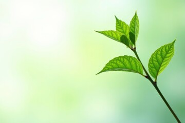Obraz premium Vibrant green sapling, stark white setting Focus on delicate leaves , white, small, growth