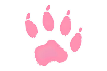 pink paw print, soft texture, white background, isolated, no background