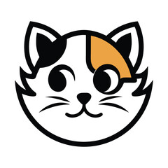 Cute white cat peeking cartoon, vector illustration stock illustration