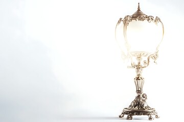 Obraz premium Ornate Silver Lamp on White Background