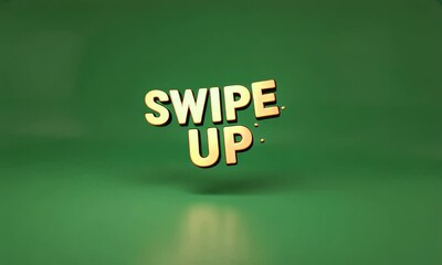 Glowing swipe up lettering stands out on a vibrant green screen, representing action, navigation, and interactive elements perfect for web design and social media promotions - Powered by Adobe