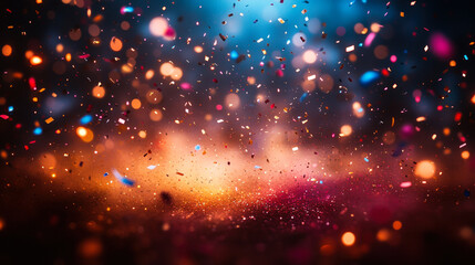 Obraz premium Colorful Confetti Explosion Background with Bokeh Lights 