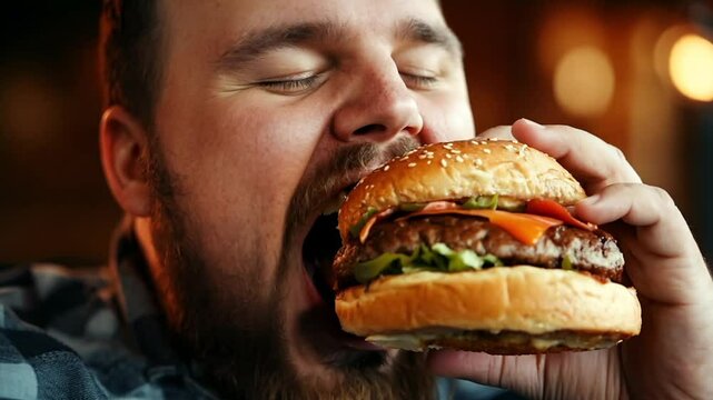 Man eating a hamburger