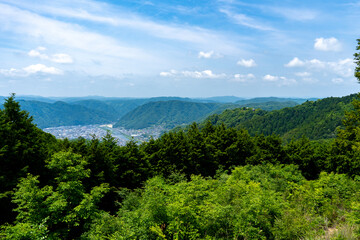備中松山城展望台から見る高梁市の風景