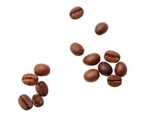 Coffee beans isolated white background.