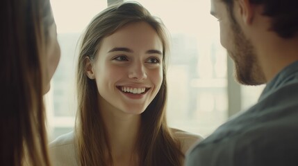 A group of professionals at the trade show enthusiastically discusses business changes, focusing on sustainability, collaboration, and strategic corporate planning.