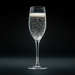 Champagne flute bubbles close up