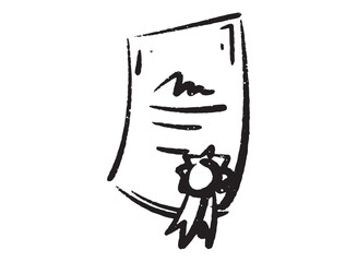 Illustration of an Paper Badge Certificate University Handdrawn