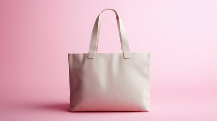 Simple and Clean Tote Bag on Soft Pink Background
