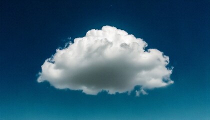 Naklejka premium Single Cloud in Blue Sky, A photograph of a single white cloud floating in a clear blue sky, suitable as a design asset