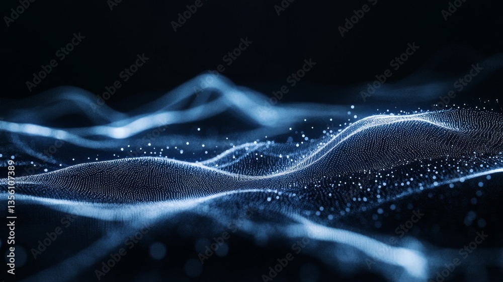 Poster ethereal dark backdrop with pulsating waves of light and texture