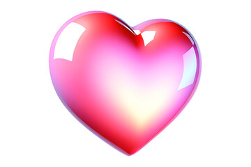 glowing pink heart, light reflections, white background, isolated, no background