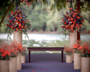 Lakeside Wedding Ceremony Setup.