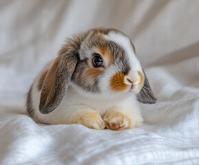 A cute, fluffy white bunny on a white background, perfect for Easter