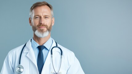 Doctor wearing white coat and stethoscope
