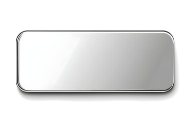 Stainless steel flat rectangular badge with rounded corners  long title A shiny minimalist stainless steel badge with a flat rectangular shape and