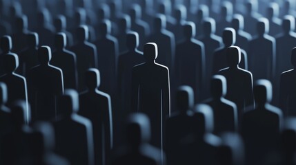 Obraz premium Abstract Representation of Anonymous Figures in a Crowd Darkness
