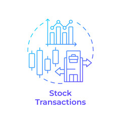Stock transactions blue gradient concept icon. Transfer and issuance of equity. Intercompany operations. Round shape line illustration. Abstract idea. Graphic design. Easy to use in booklet