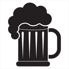 Beer mug silhouette, Beer mug silhouette, Elegant beer black silhouette vector on white background