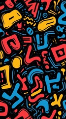 Obraz premium Vibrant Abstract Patterns with Bold Colors in Red, Yellow, Blue, and Black, Ideal for Backgrounds and Modern Designs, Energetic and Playful Aesthetic