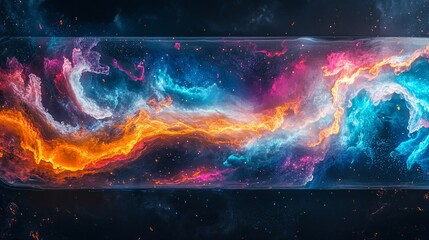 Vibrant cosmic stream with glowing nebulae and star clusters