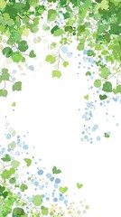 Fototapeta premium Spring leaves frame, nature background, design element, website template