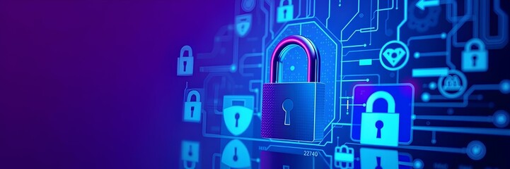 Digital Security: A Futuristic Representation of Cyber Protection with Lock Symbols