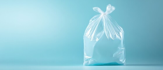 Clear plastic bag on blue