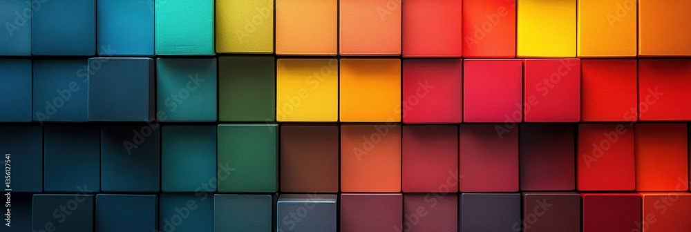 Wall mural colorful arrangement of vibrant boxes creating an abstract pattern showcasing a spectrum of colors f