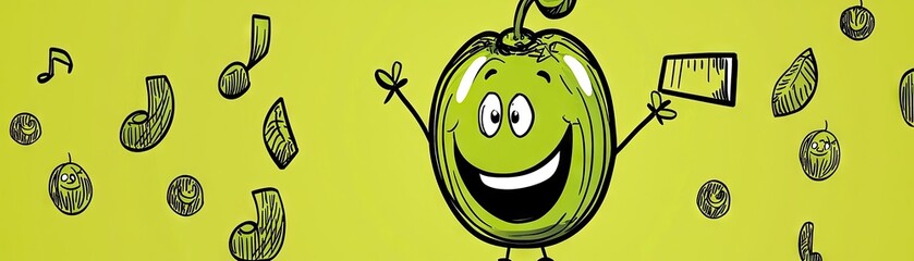Obraz premium Happy fruit music background