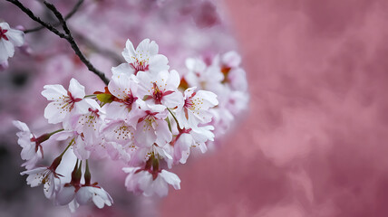 Obraz premium Delicate cherry blossoms in soft pink hues. 