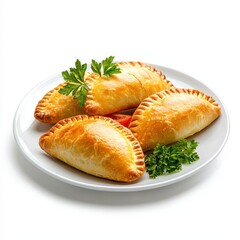 A plate of golden-brown pastries filled with delicious ingredients.