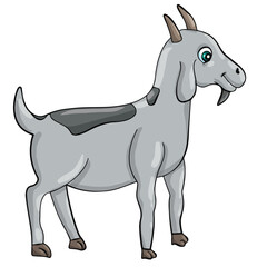 Cute cartoon hand drawn vector goat clipart.