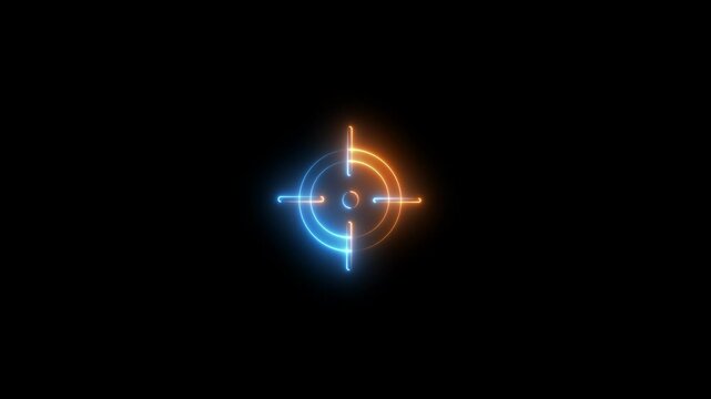 Technology radar display with target in sight in center icon animation. Target, focus, indicate icon. sniper gun goal target symbol icon.4k animation for motion graphic