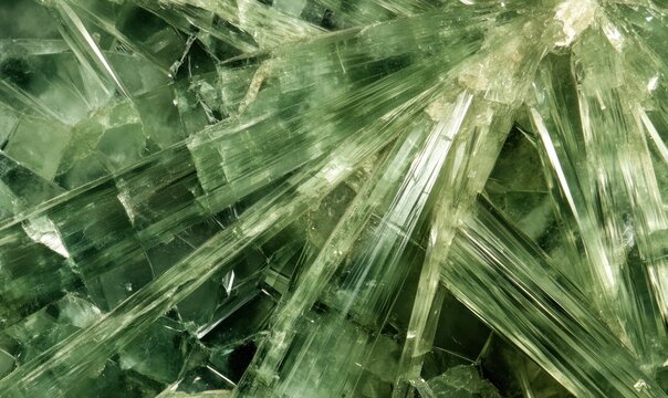 Macro shot of natural Tremolite gem or mineral texture background, organic stones patterns and colors. Abstract geological ornaments unique structures, AI generated