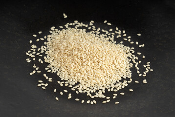 Sesame seeds, white small benne grains, Sesamum indicum fruits