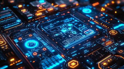 Futuristic Circuit Board Close-up