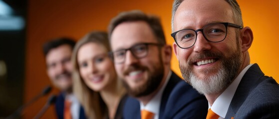 Smiling team in business attire