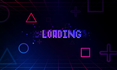 Abstract Game Loading speed Light out technology and with neon triangles. Hitech communication concept innovation background, vector design