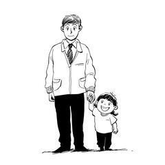This image depicts a father holding his daughter's hand.
