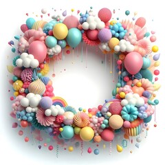 A colorful balloons frame isolated on white background