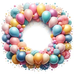 A colorful balloons frame isolated on white background