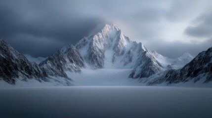Obraz premium Majestic snow-capped mountain range under a dramatic sky