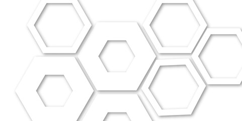 Abstract modern hexagonal effect for line geometric technology 3d white bright hexagon polygonal honeycomb luxury pattern vector white background.