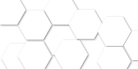 Naklejka premium Abstract light grey and white hexagon 3d effect pattern with shadow seamless texture background. Use for book, poster, flyer, website vector illustration.