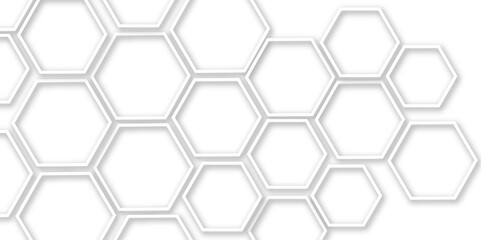 Abstract modern hexagonal effect for line geometric technology 3d white bright hexagon polygonal honeycomb luxury pattern vector white background.