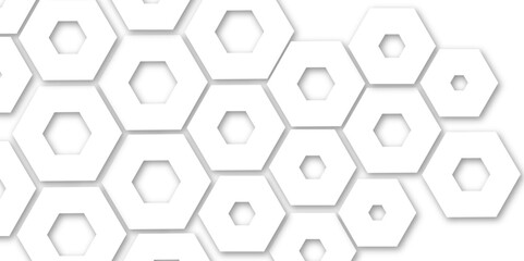 Abstract modern hexagonal effect for line geometric technology 3d white bright hexagon polygonal honeycomb luxury pattern vector white background.